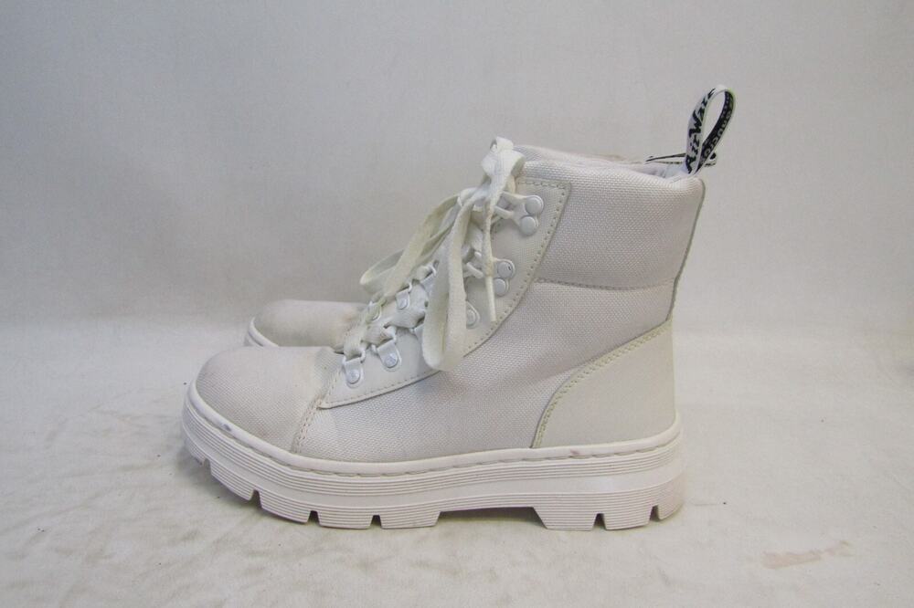 Dr. Martens Womens Size 8 M White Canvas 6 Eye Ankle Fashion Boots Bootie